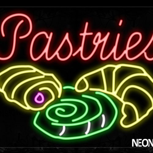 Image of 11261 Pastries With Bread Logo Neon Signs_20x37 Black Backing