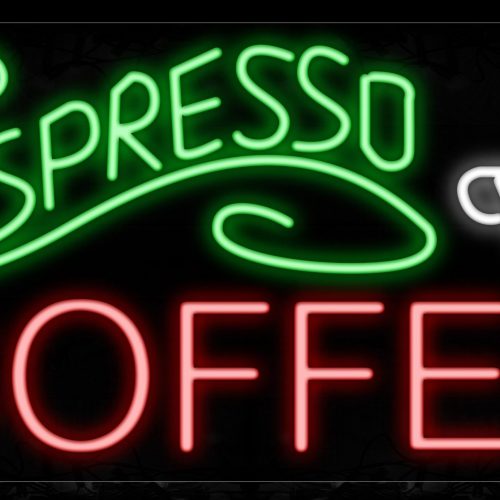 Image of 11285 Espresso Coffee With Cup Neon Signs_20x37 Black Backing