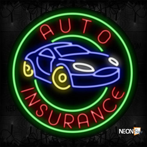 Image of 11309 Auto Insurance Traditional Neon_26x26 Black Backing