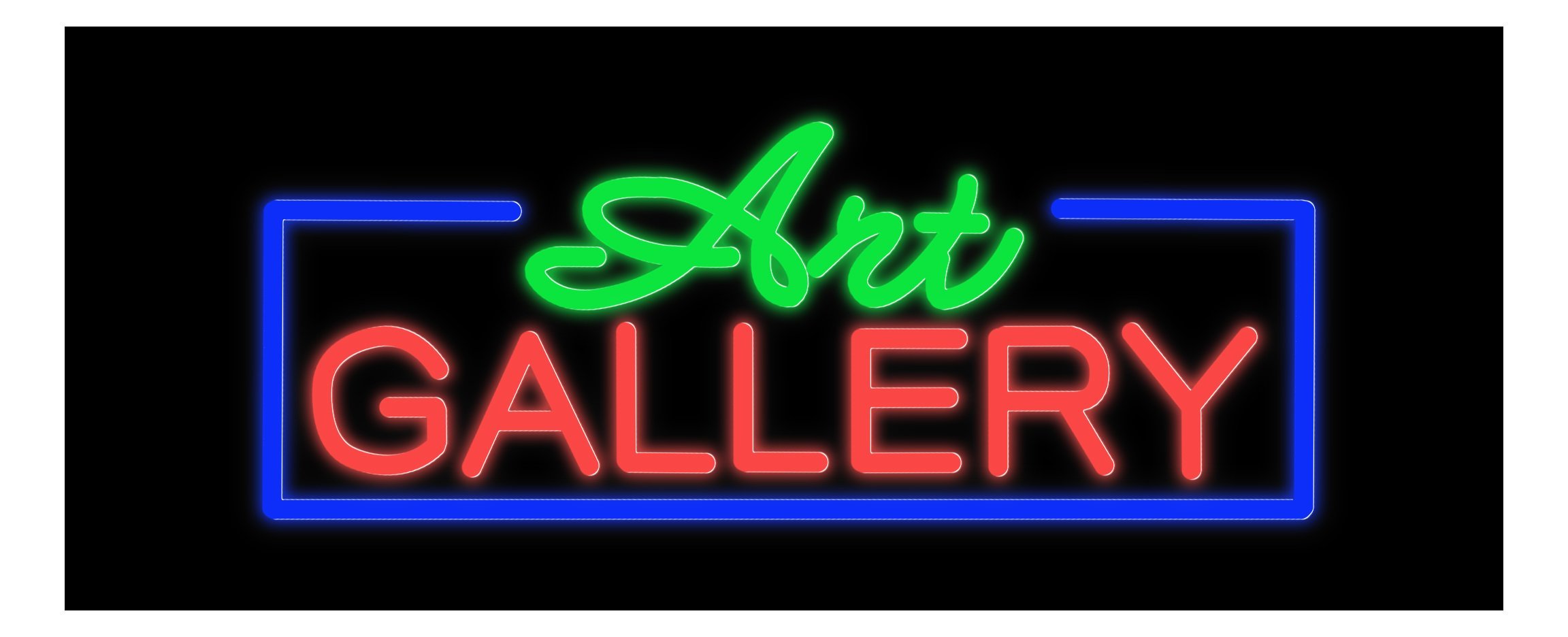 Image of 11351 art galler with blue border led bulb neon sign
