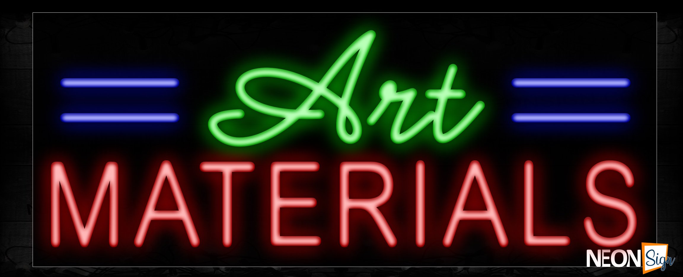 Image of 11352 Art Materials with short line Neon Sign_13x32 Black Backing