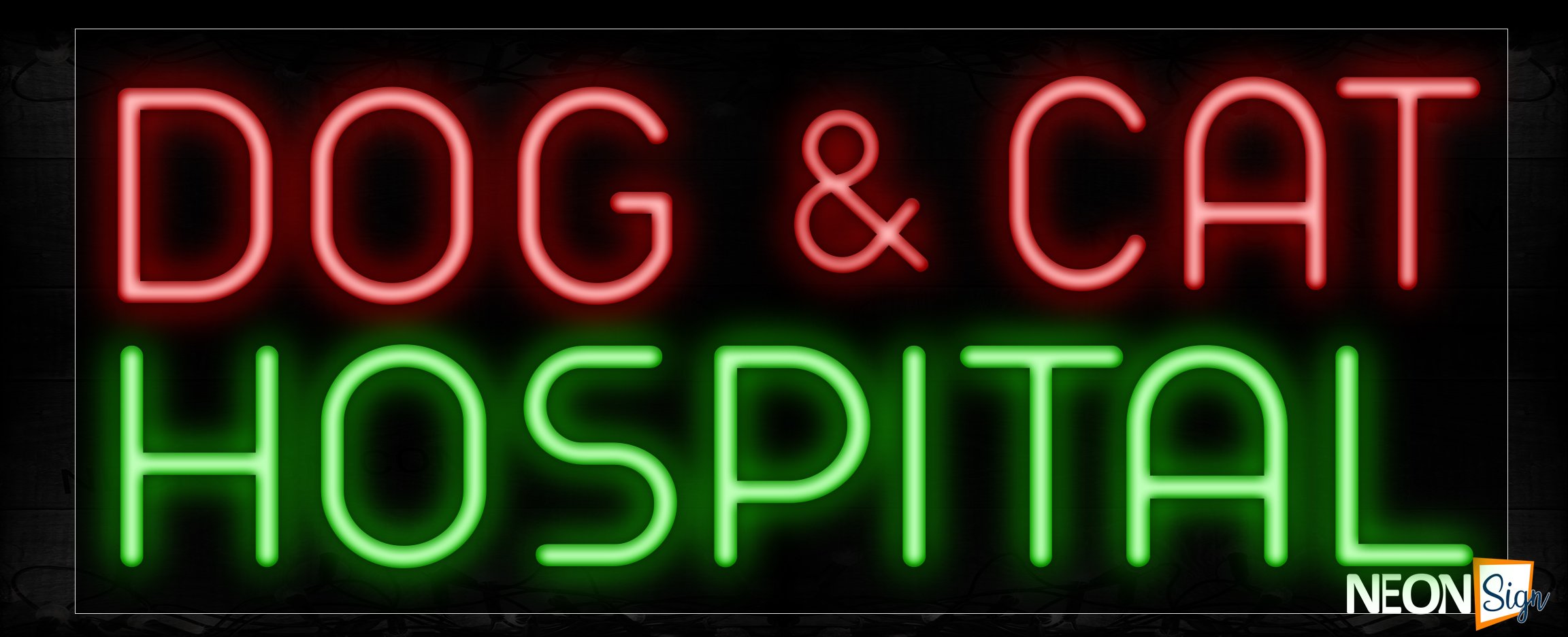 Image of 11382 Dog & Cat Hospital Neon Sign_13x32 Black Backing