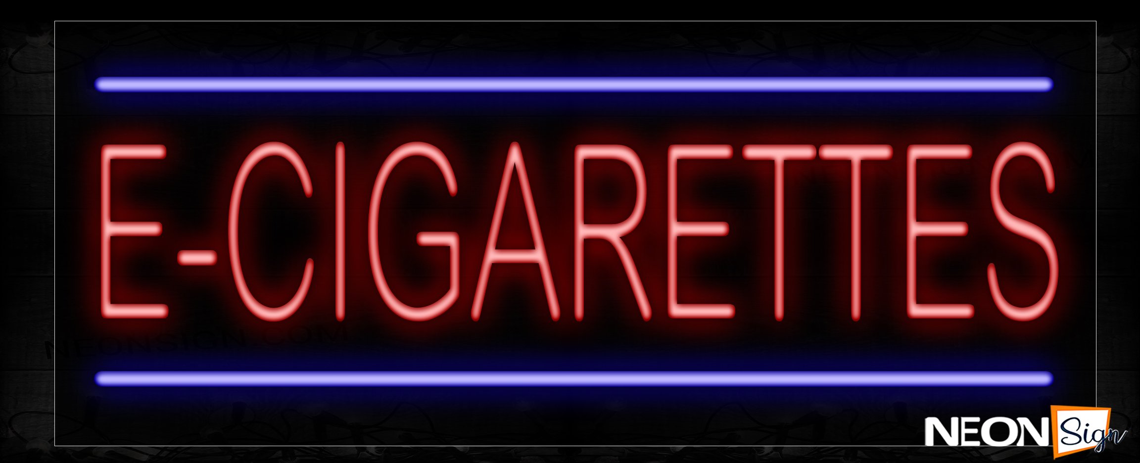 Image of 11384 E-Cigarettes In Red With Blue Lines Neon Signs_13x32 Black Backing