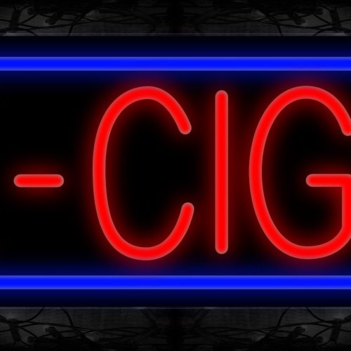 Image of 11387 E-Cigs with border Neon Sign 13x32 Black Backing