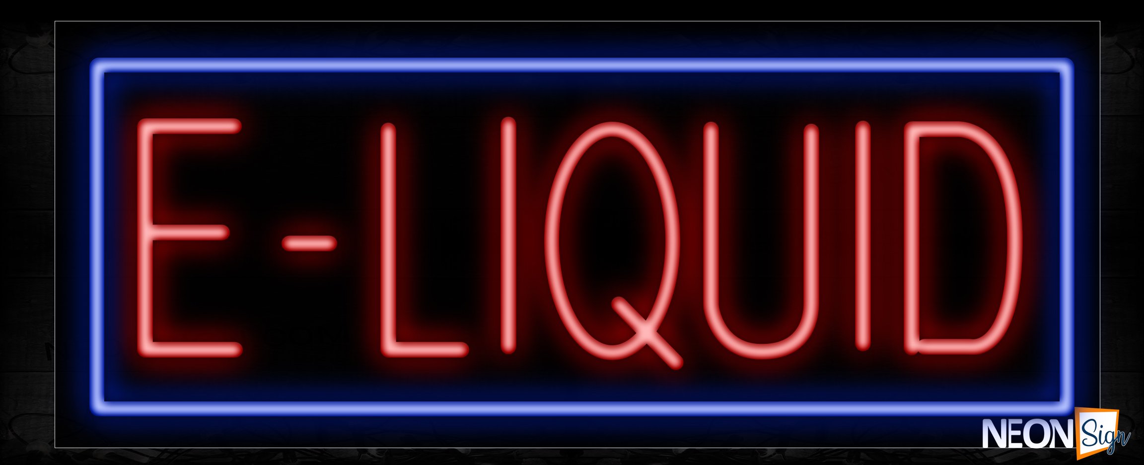 Image of 11394 E-liquid With Blue Rectangle Traditional Neon_13x32 Black Backing