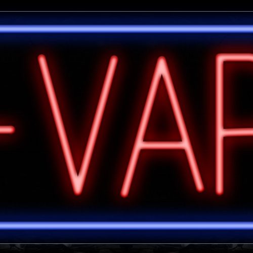 Image of 11395 E-Vape in red with blue border Neon Sign_13x32 Black Backing