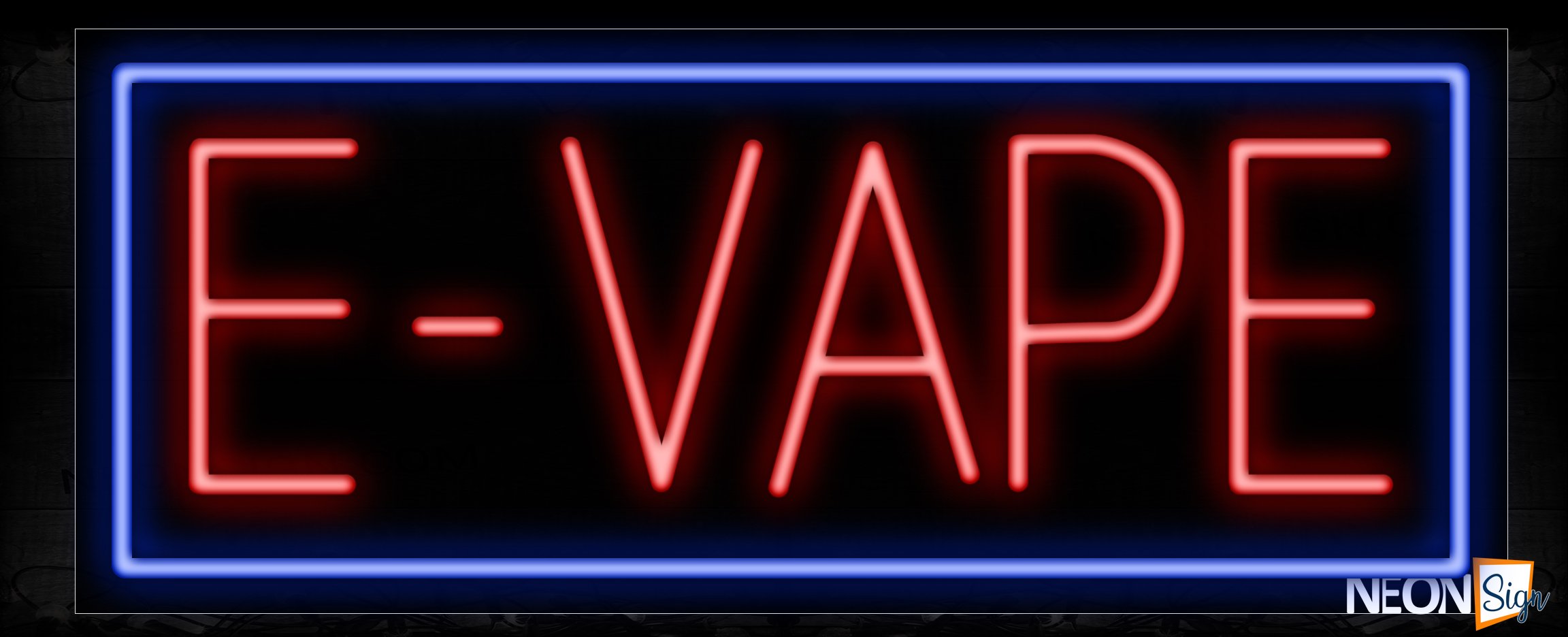 Image of 11395 E-Vape in red with blue border Neon Sign_13x32 Black Backing