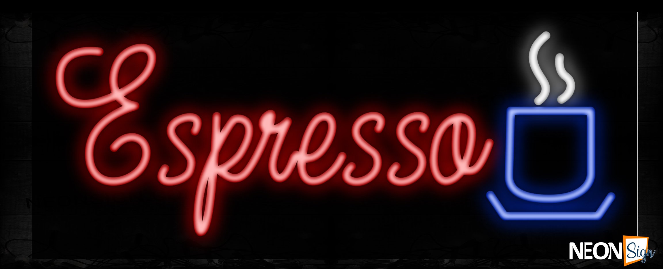 Image of 11396 Espresso with mug Neon Sign_13x32 Black Backing