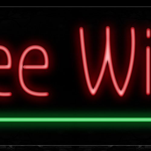 Image of 11406 Free Wifi With Green Underline On Bottom Traditional Neon_13x32 Black Backing