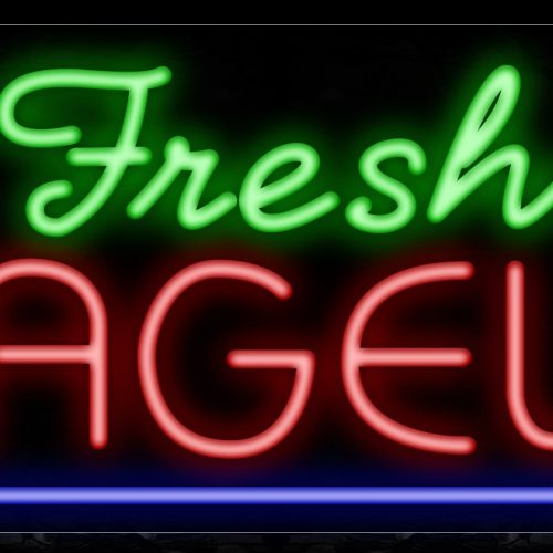 Image of 11407 Fresh Bagels with border Neon Sign_13x32 Black Backing