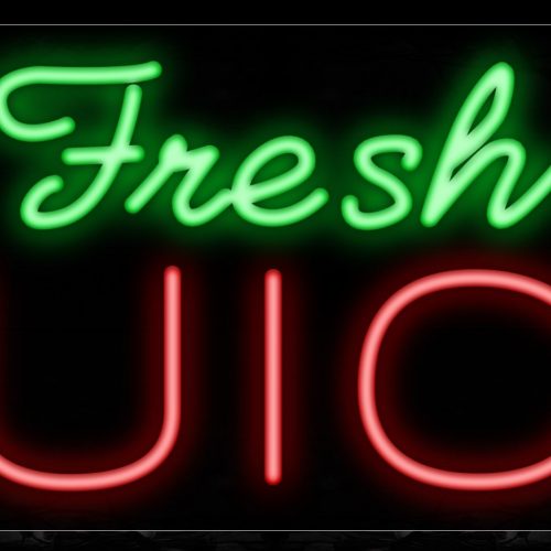 Image of 11410 Fresh Juice with blue lines Neon Sign_13x32 Black Backing