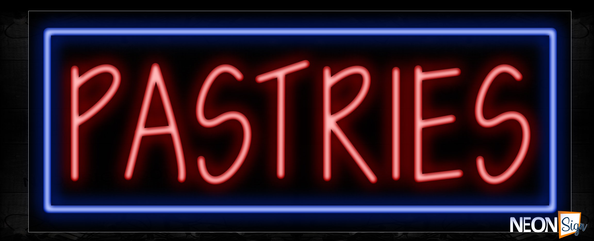 Image of 11456 Pastries with border Neon Sign_13x32 Black Backing