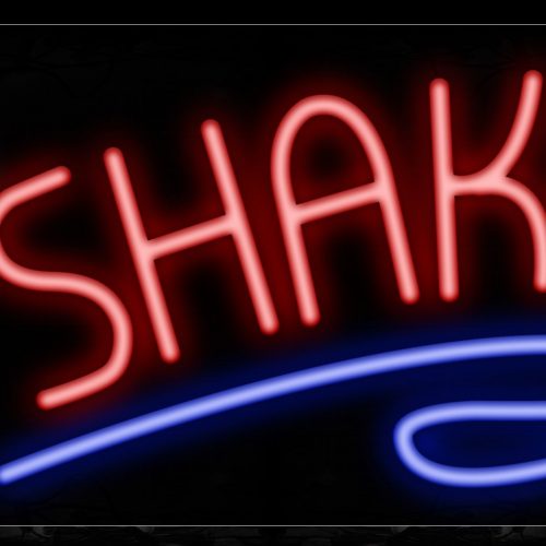 Image of 11475 Shakes with glass logo Neon Sign_13x32 Black Backing