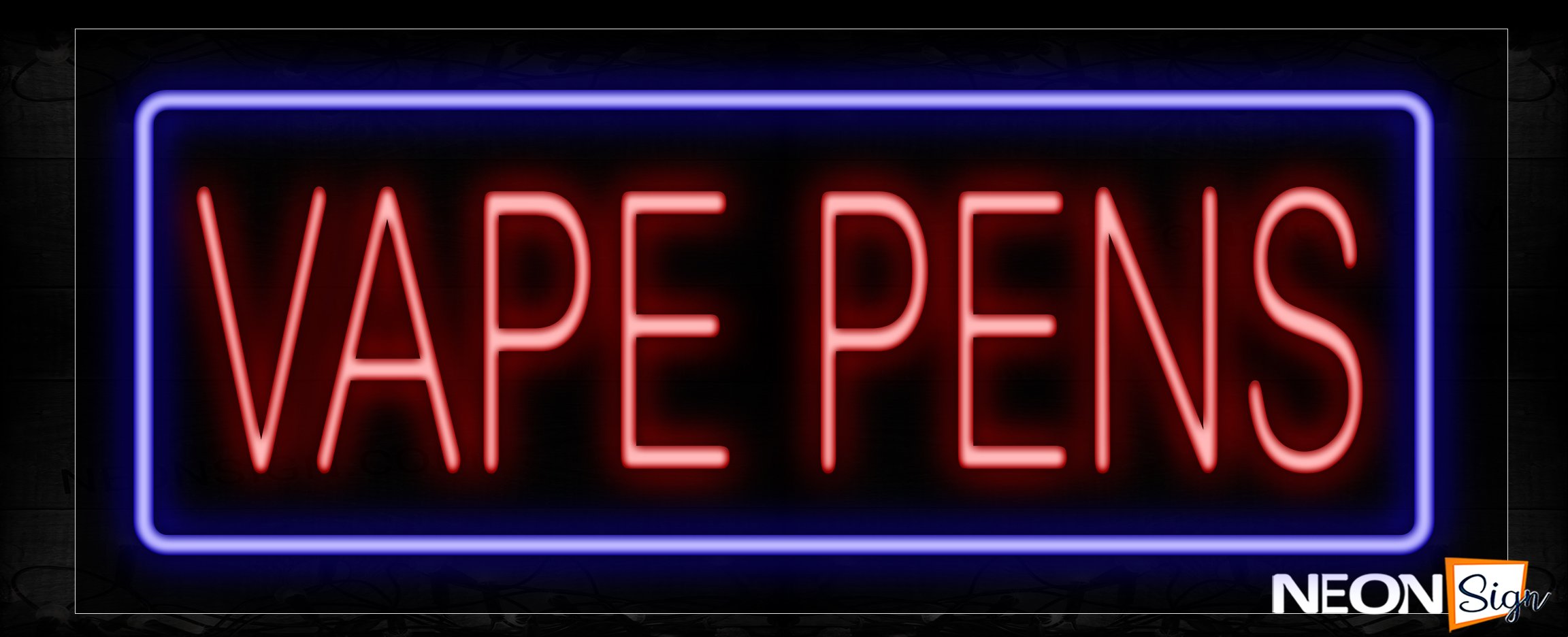 Image of 11500 Vape Pens With Border Neon Signs_13x32 Black Backing