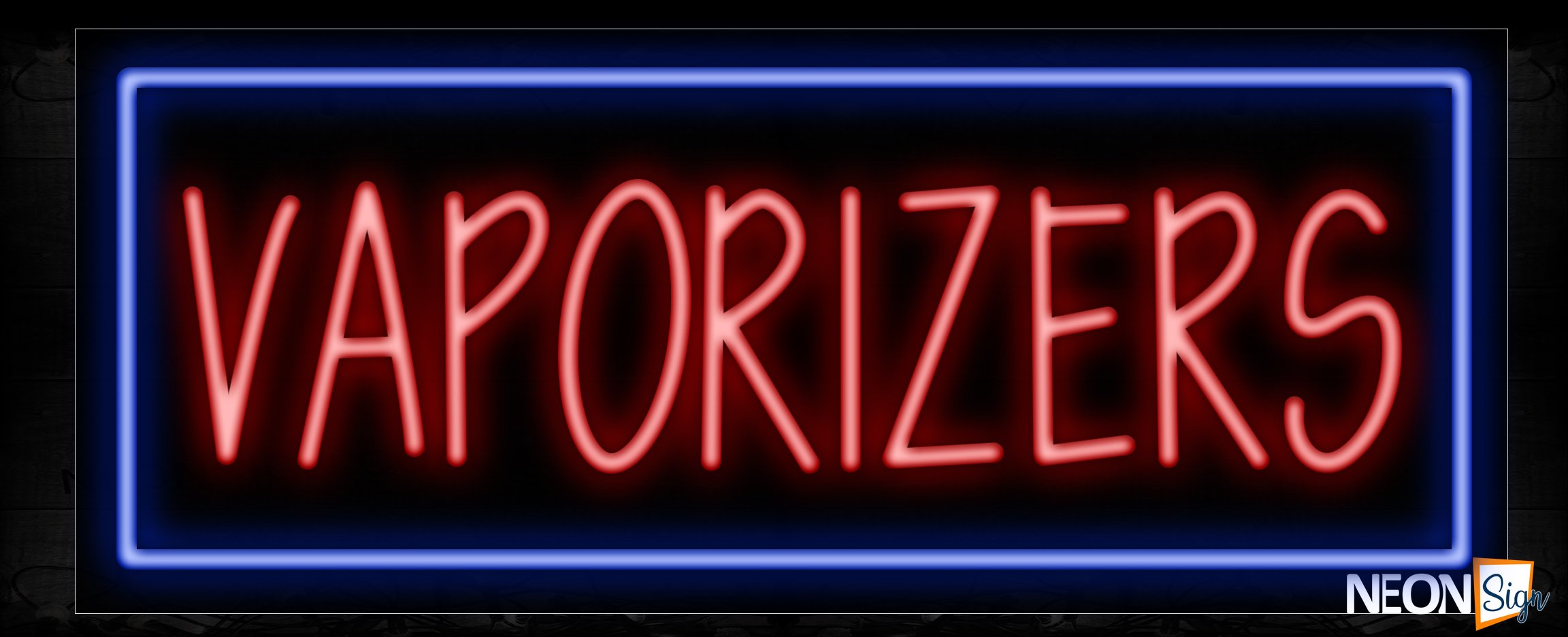 Image of 11501 Vaporizers with border Neon Sign_13x32 Black Backing