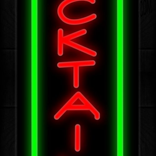 Image of 11535 Cocktails with vertical line Neon Sign 13x32 Black Backing