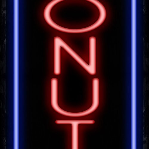 Image of 11542 Donuts with border sing Neon Sign_32 x12 Black Backing