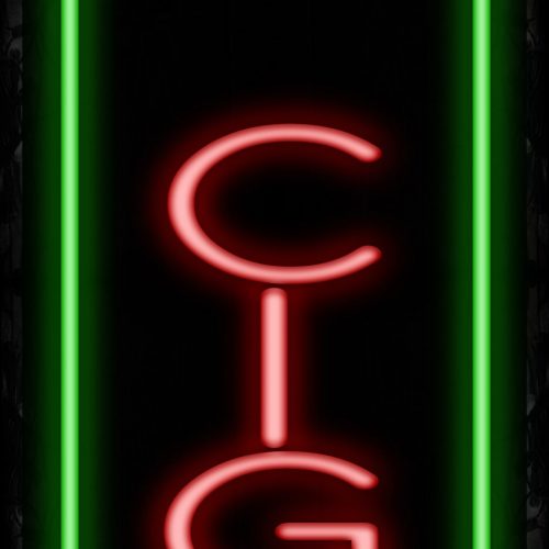 Image of 11546 E-Cigs with green border(Vertical) Neon Sign_ 32x12 Black Backing