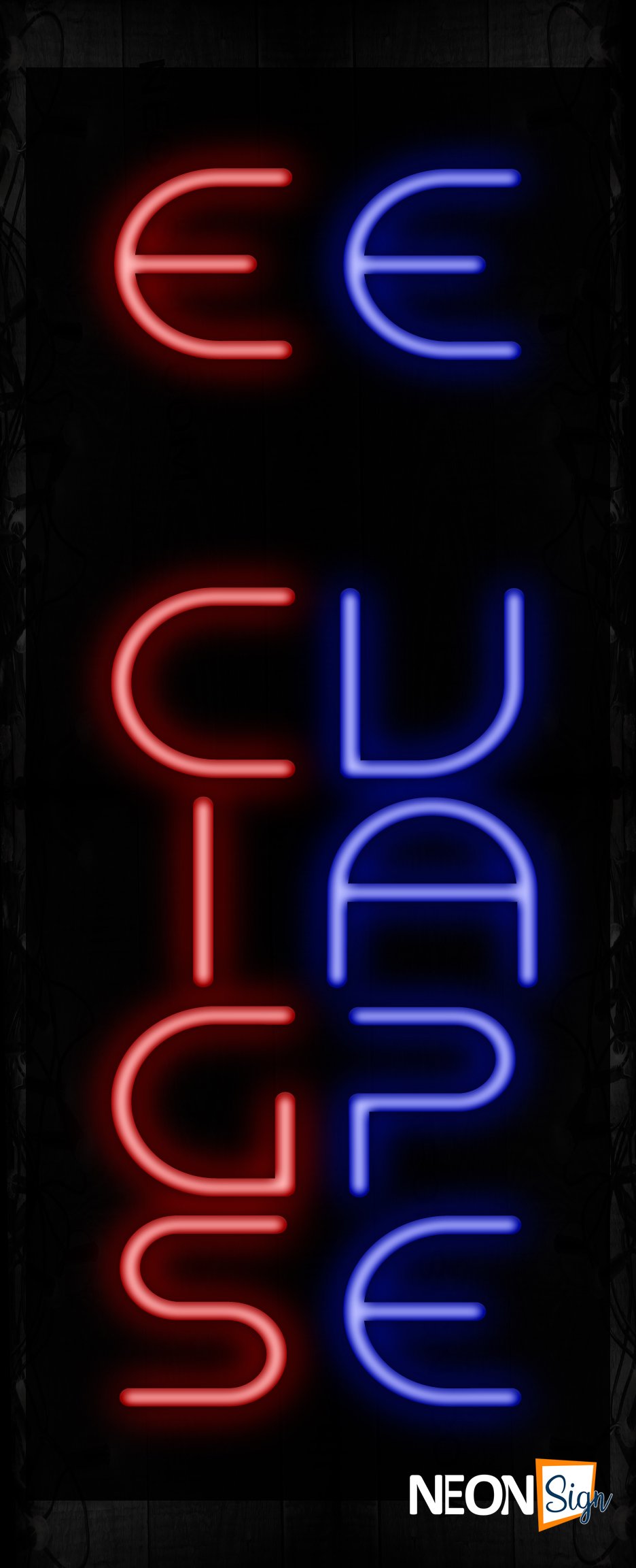 Image of 11549 E Cigs And E Vape All On Caps And Vertical Traditional Neon_32 x12 Black Backing