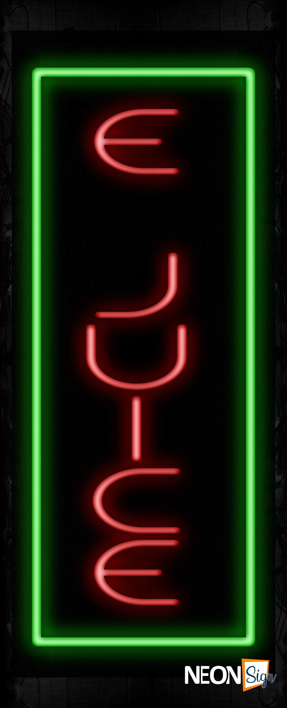 Image of 11550 E Juice with green border Neon Signs_32 x12 Black Backing