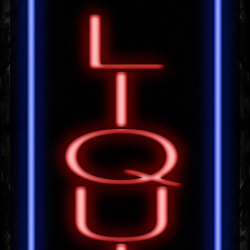 Image of 11551 E Liquid with border Neon Sign_ 32x12 Black Backing