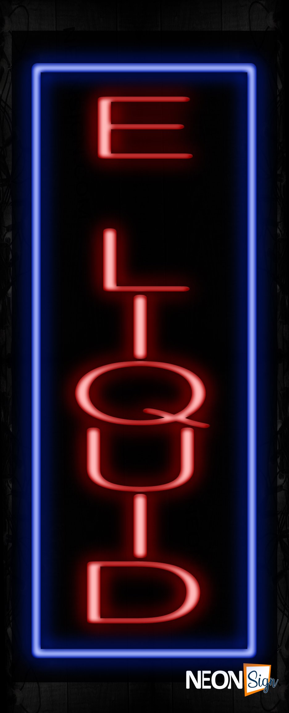 Image of 11551 E Liquid with border Neon Sign_ 32x12 Black Backing