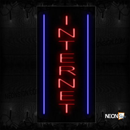Image of 11579 Internet In Red With Blue Border Neon Signs_13x32 Black Backing