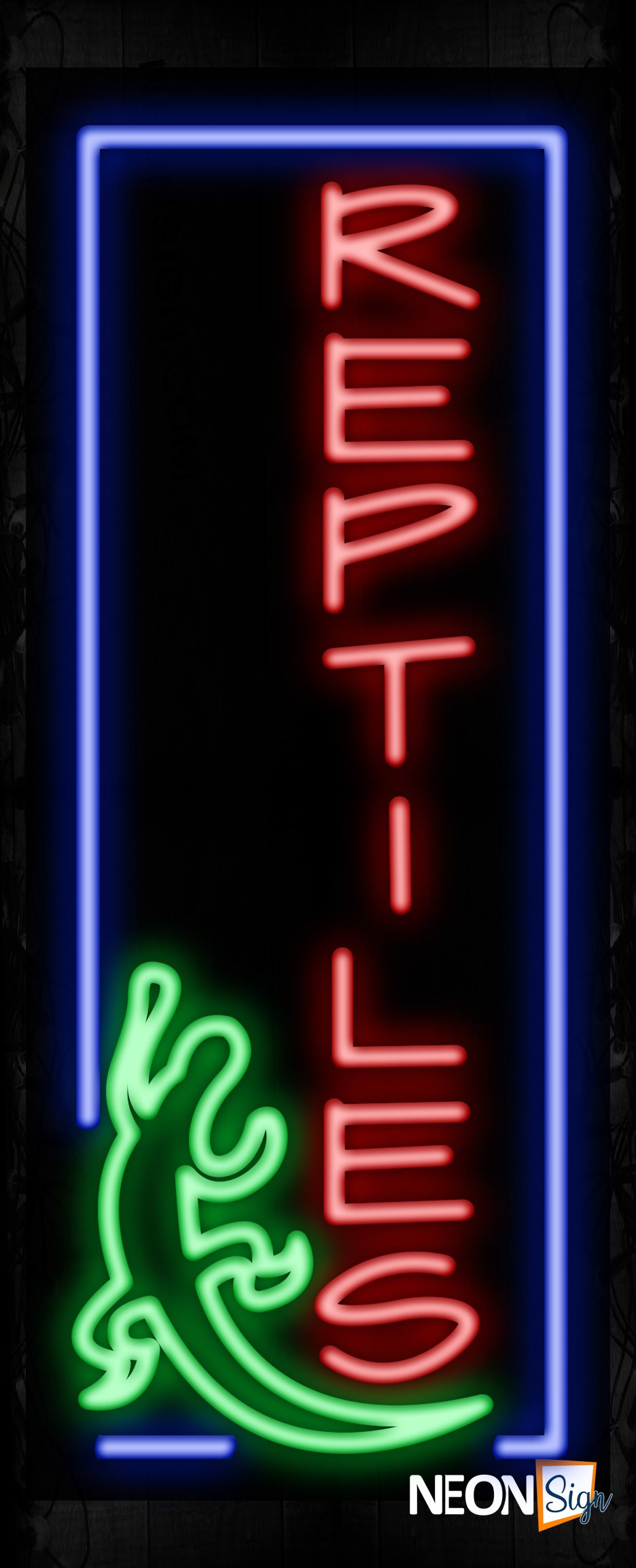 Image of 11616 Reptile red logo Neon Sign_32 x12 Black Backing