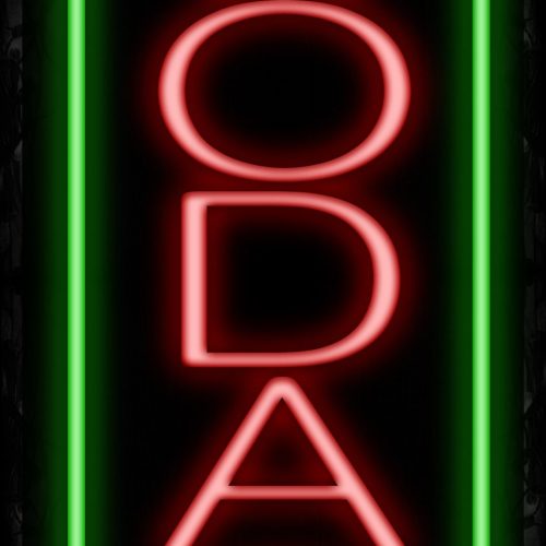 Image of 11625 Sodas with green border (Vertical) Neon Sign_ 32x12 Black Backing