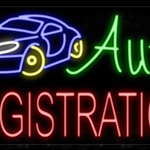Image of 11654 Auto Registration With Car Logo Neon Signs_20x37 Black Backing