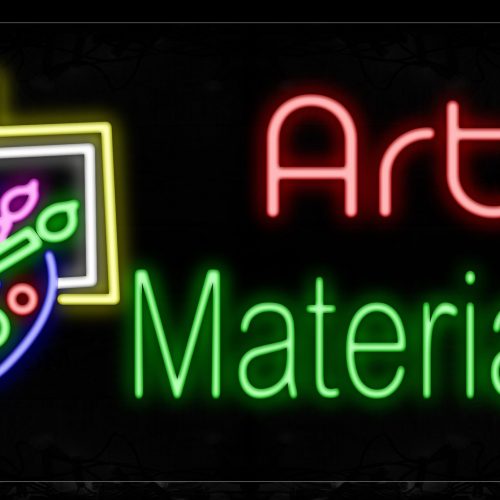 Image of 11656 Art Materials With Logo Neon Signs_20x37 Black Backing