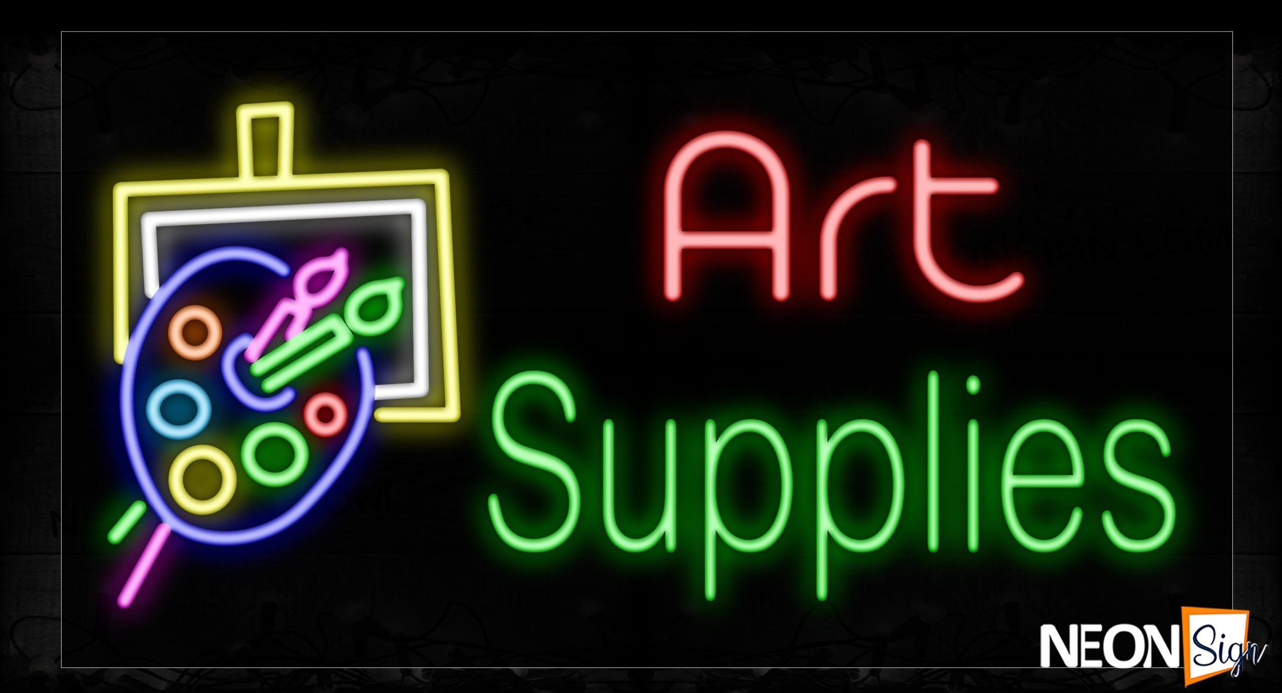 Image of 11657 Art Supplies with logo Neon Signs_20x37 Black Backing