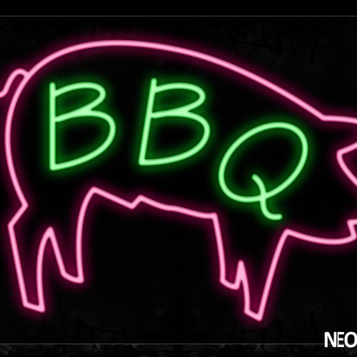 Image of 11661 Pork Bbq Neon Signs_24x31 Black Backing