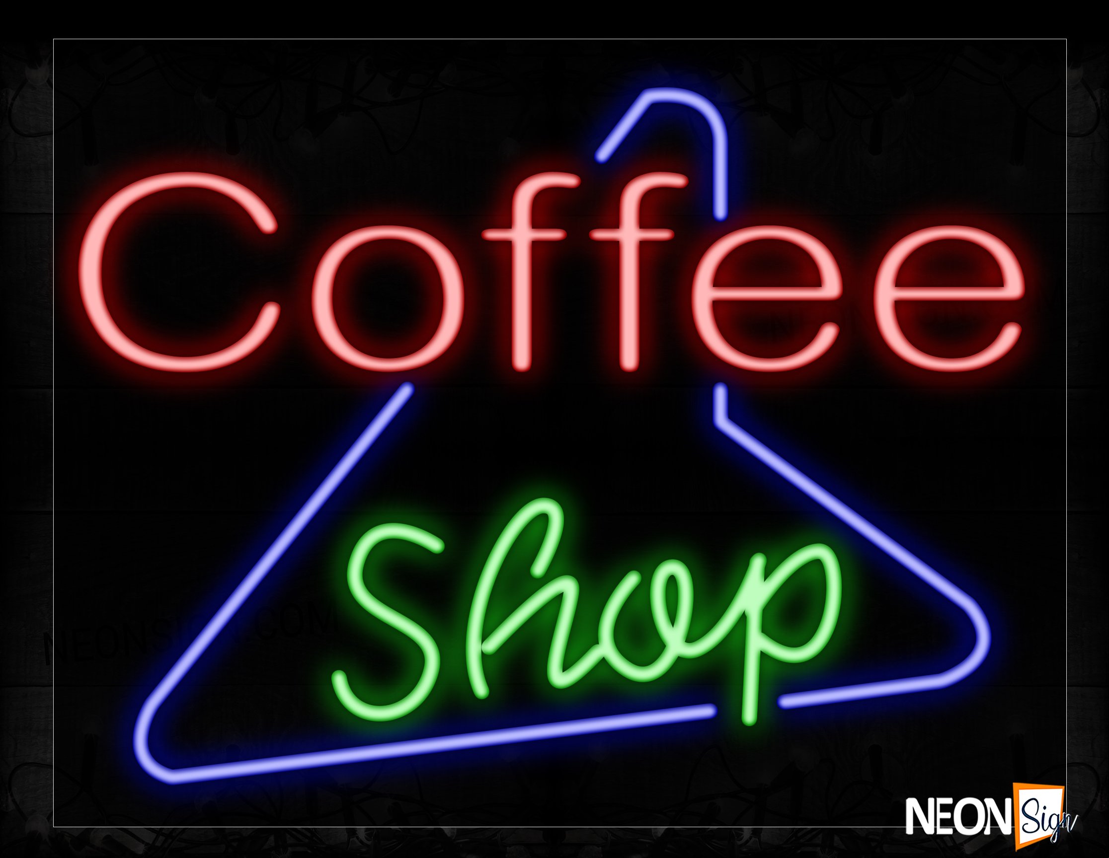 Image of 11679 Coffee Shop With Curve Border Neon Signs_24x31 Black Backing