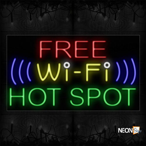 Image of 11706 Free Wifi Hotspot With Logo Neon Signs_20x37 Black Backing