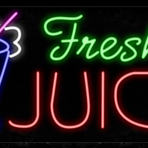 Image of 11711 Fresh Juice With Juice On The Left Traditional Neon_20x37 Black Backing