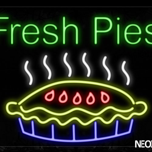 Image of 11713 Fresh Pies With Logo Neon Signs_24x31Black Backing
