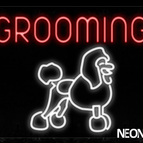 Image of 11723 Grooming With Dog Logo Neon Sign_24x31 Black Backing