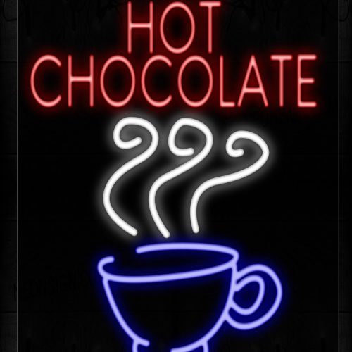 Image of 11731 Hot Chocolate With Cup Neon Signs_24x31 Black Backing
