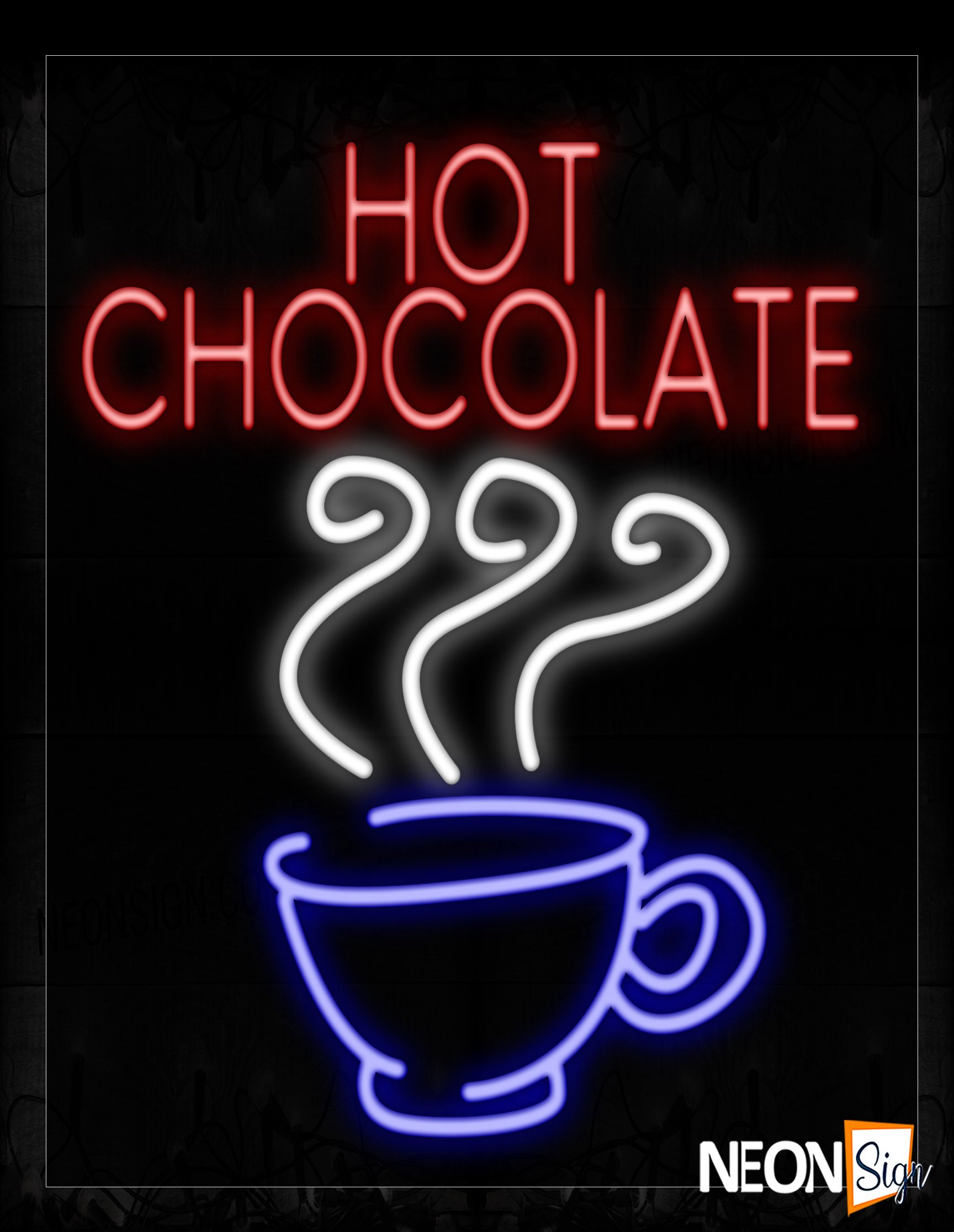 Image of 11731 Hot Chocolate With Cup Neon Signs_24x31 Black Backing