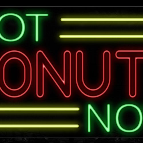 Image of 11733 Hot Donuts Now With Yellow Lines Neon Signs_20x37 Black Backing