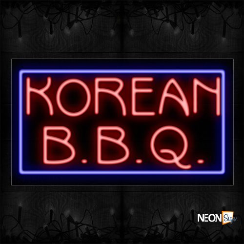 Image of 11738 Korean B.B.Q With Border Neon Sign_20x37 Black Backing