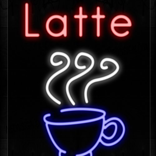 Image of 11741 Latte And Cup Of Coffee Logo Neon Signs_24x31 Black Backing