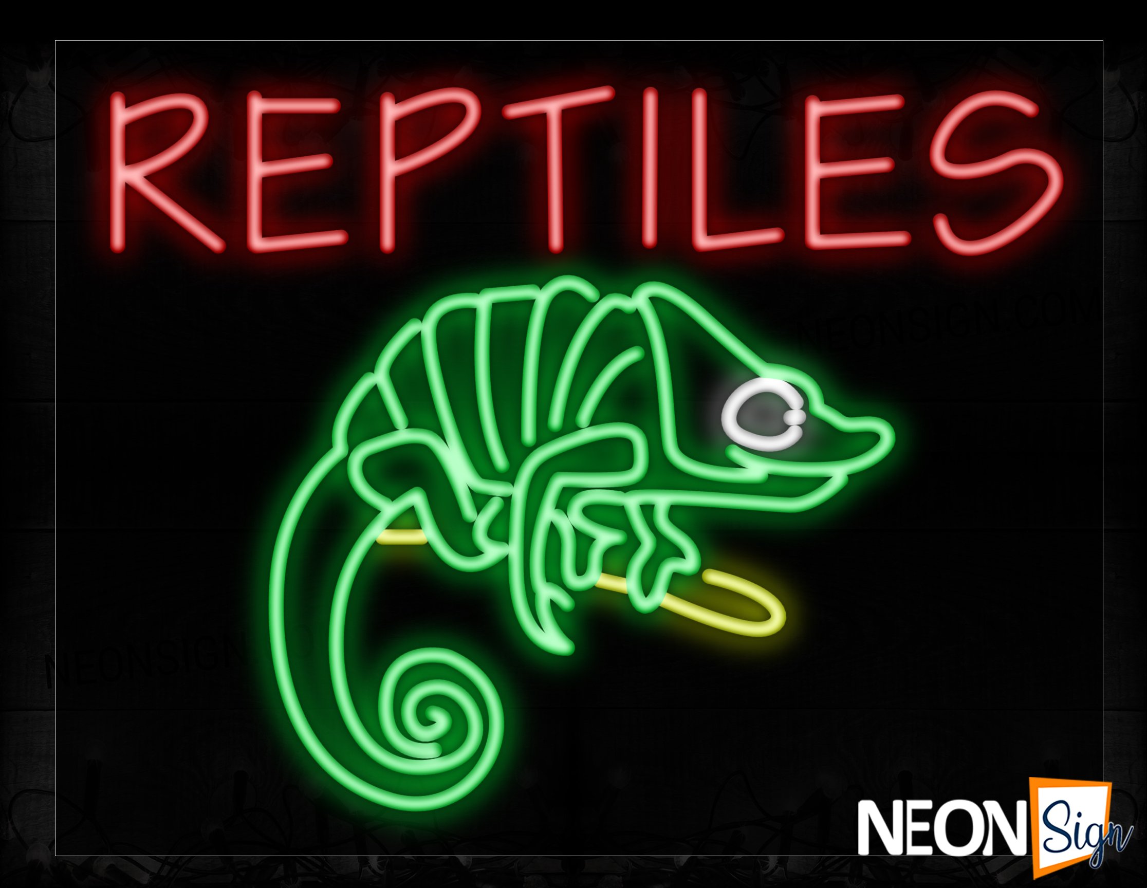 Image of 11772 Reptiles With Reptiles Image Border Led Bulb Sign_24x31 Black Backing