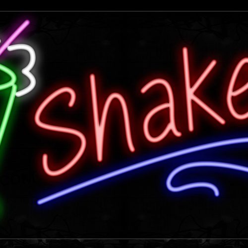 Image of 11778 Shakes In Red With Blue Line And Glass Neon Signs_20x37 Black Backing