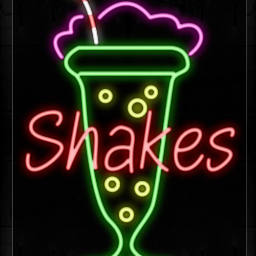 Image of 11779 Shakes With Drinks Logo Neon Signs_24x31 Black Backing