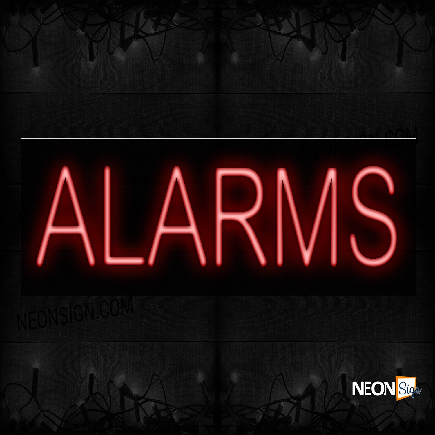 Image of 12003 Alarms In Red Neon Signs_10x24 Black Backing