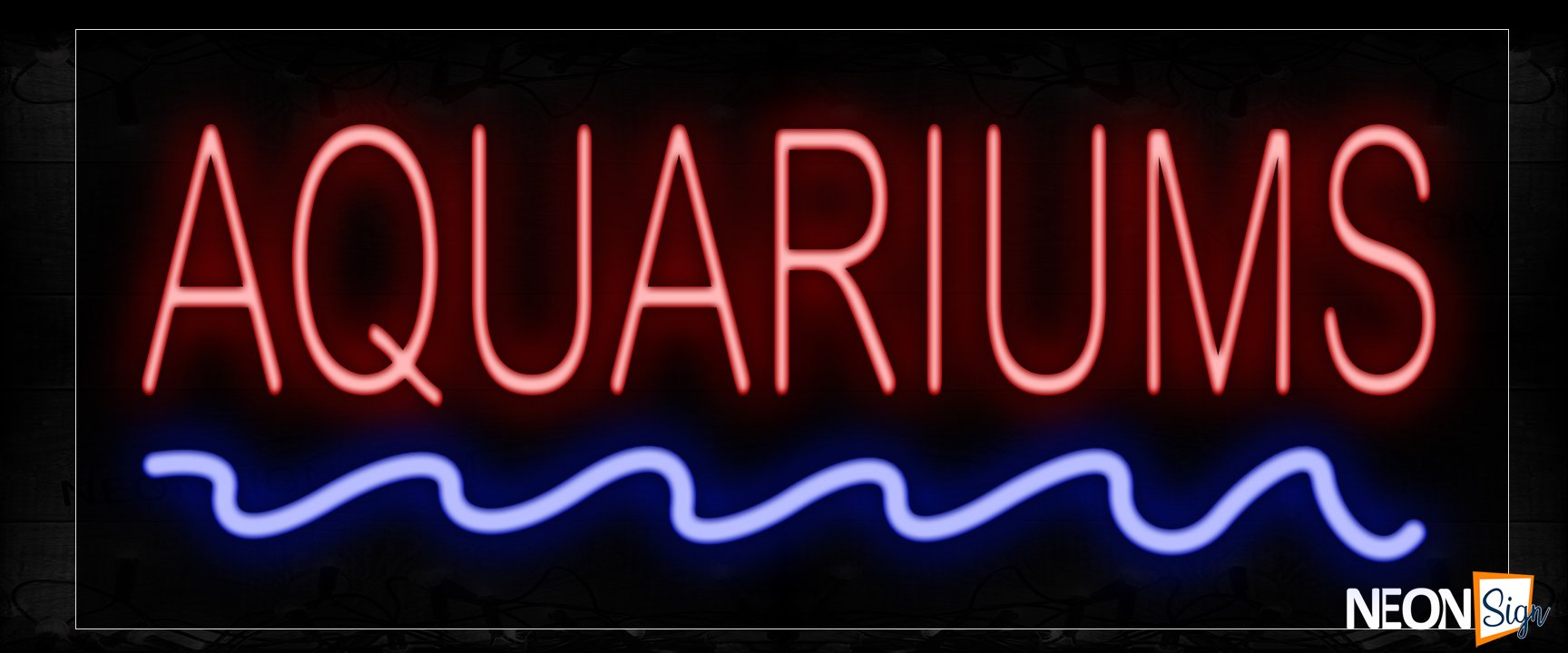 Image of 12005 Aquariums With Blue Waves Neon Sign_10x24 Black Backing