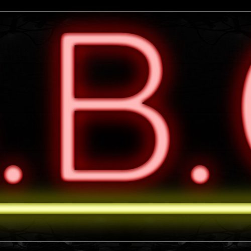 Image of 12014 Bbq With Straight Line Border Led Bulb Sign_10x24 Black Backing