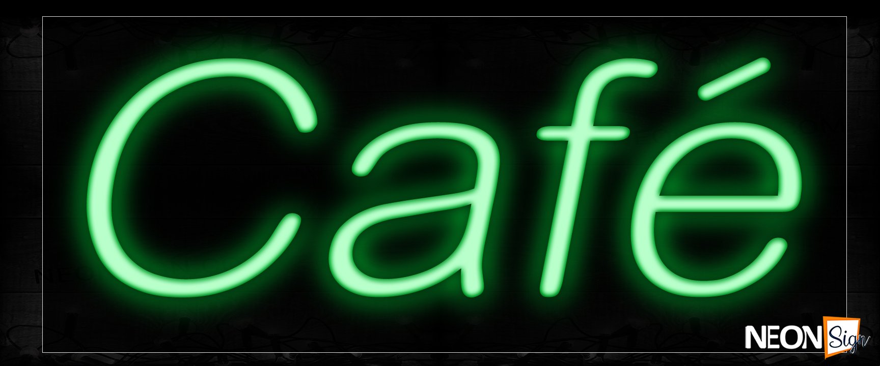 Image of 12030 Cafe In Green Neon Signs_10x24 Black Backing